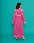 Embroidered Chikankari Kaftan in Orchid Pink