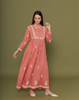Embroidered Chikankari Kaftan in Desert Flower