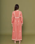Embroidered Chikankari Kaftan in Desert Flower