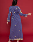 Embroidered Chikankari Kaftan in Bijou Blue