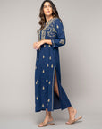 Chikankari Kaftan in Bijou Blue