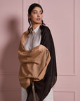 Black and Brown Bead Border Scarf