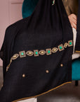Black Stone Border Scarf