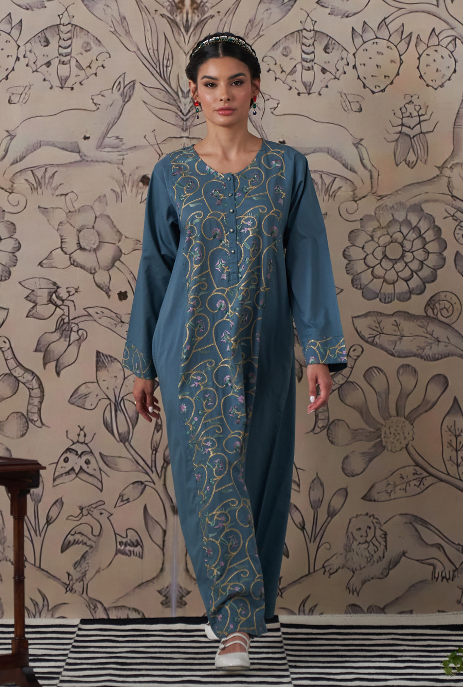 Tamora Peacock Cotton Kaftan