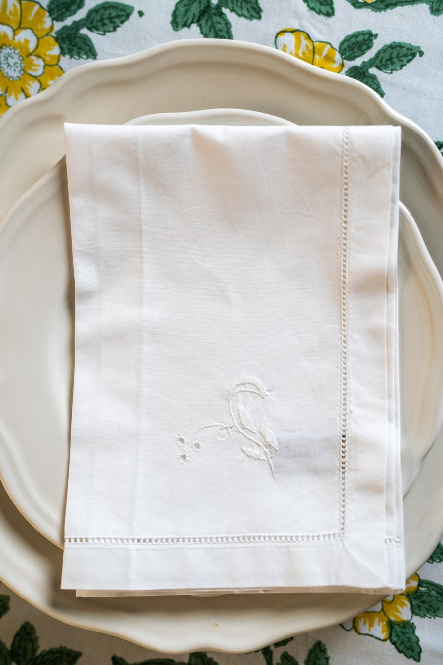 White Floral Table Napkin