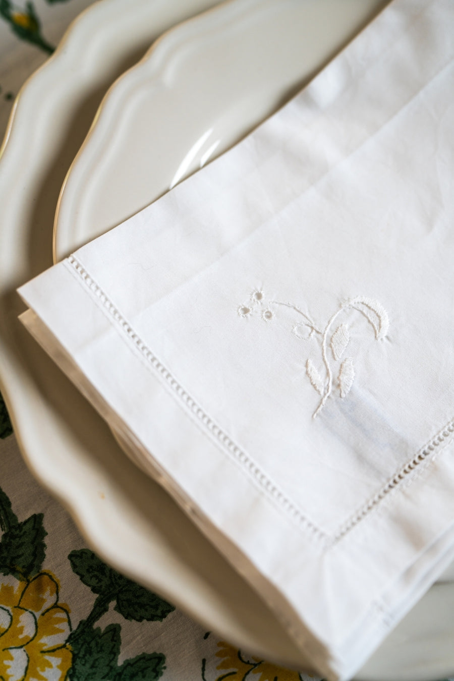 White Floral Table Napkin
