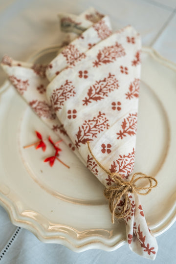 Floral Booti Rust Table Napkin