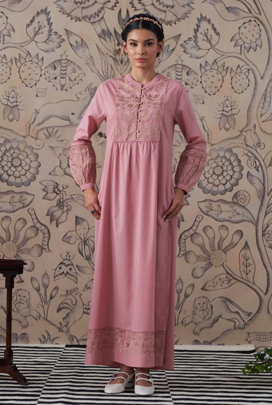 Perdita Rose Blush Cotton  Kaftan
