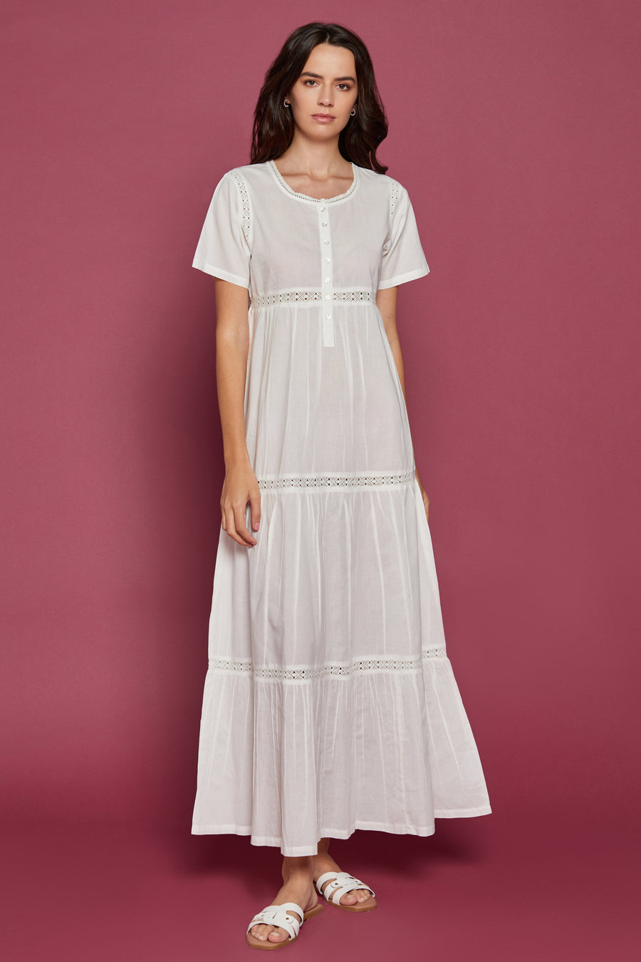 Evanthie Ivory Cotton Nightdress