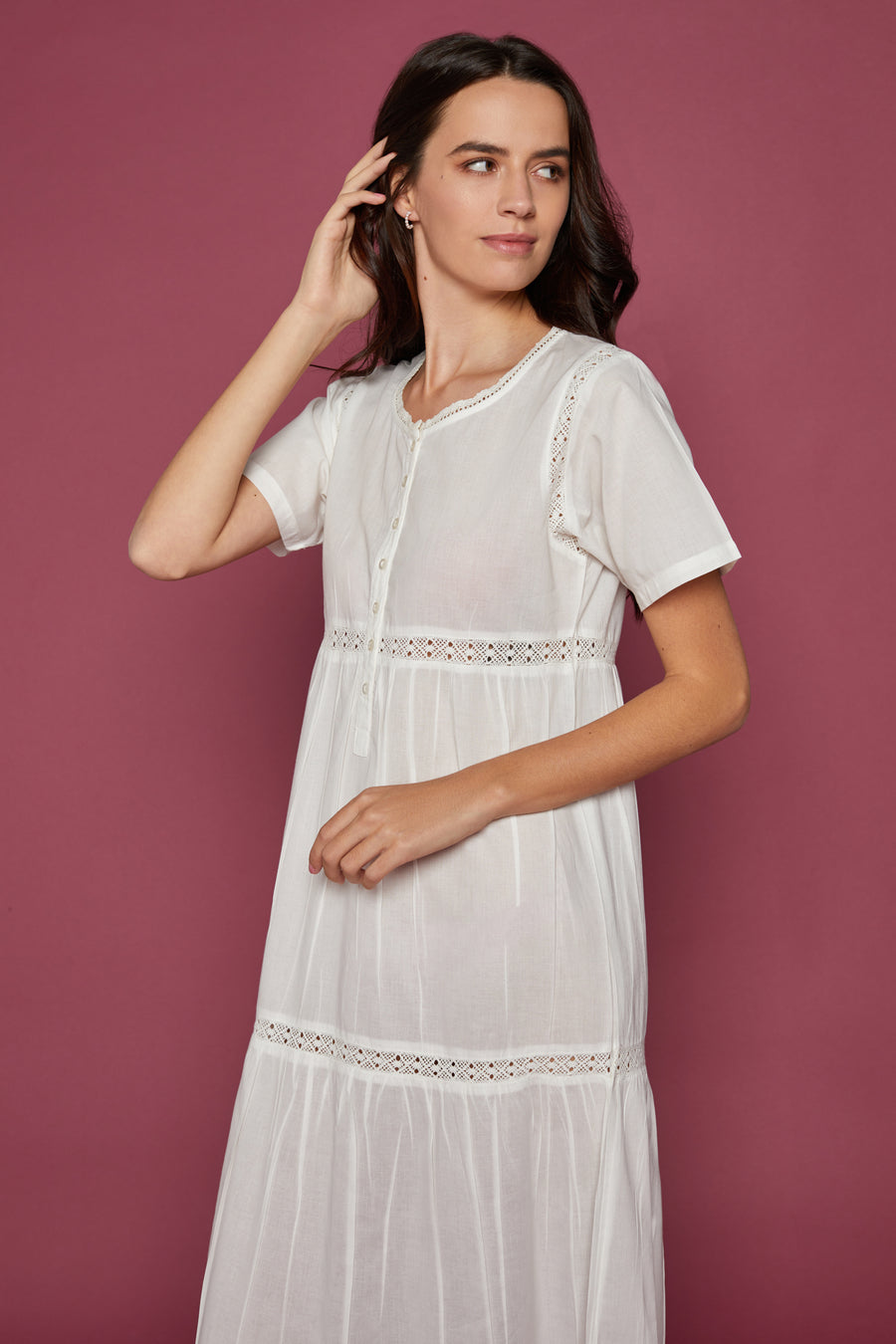 Evanthie Ivory Cotton Nightdress