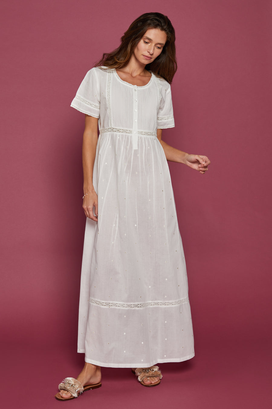 Niina Ivory Cotton Nightdress