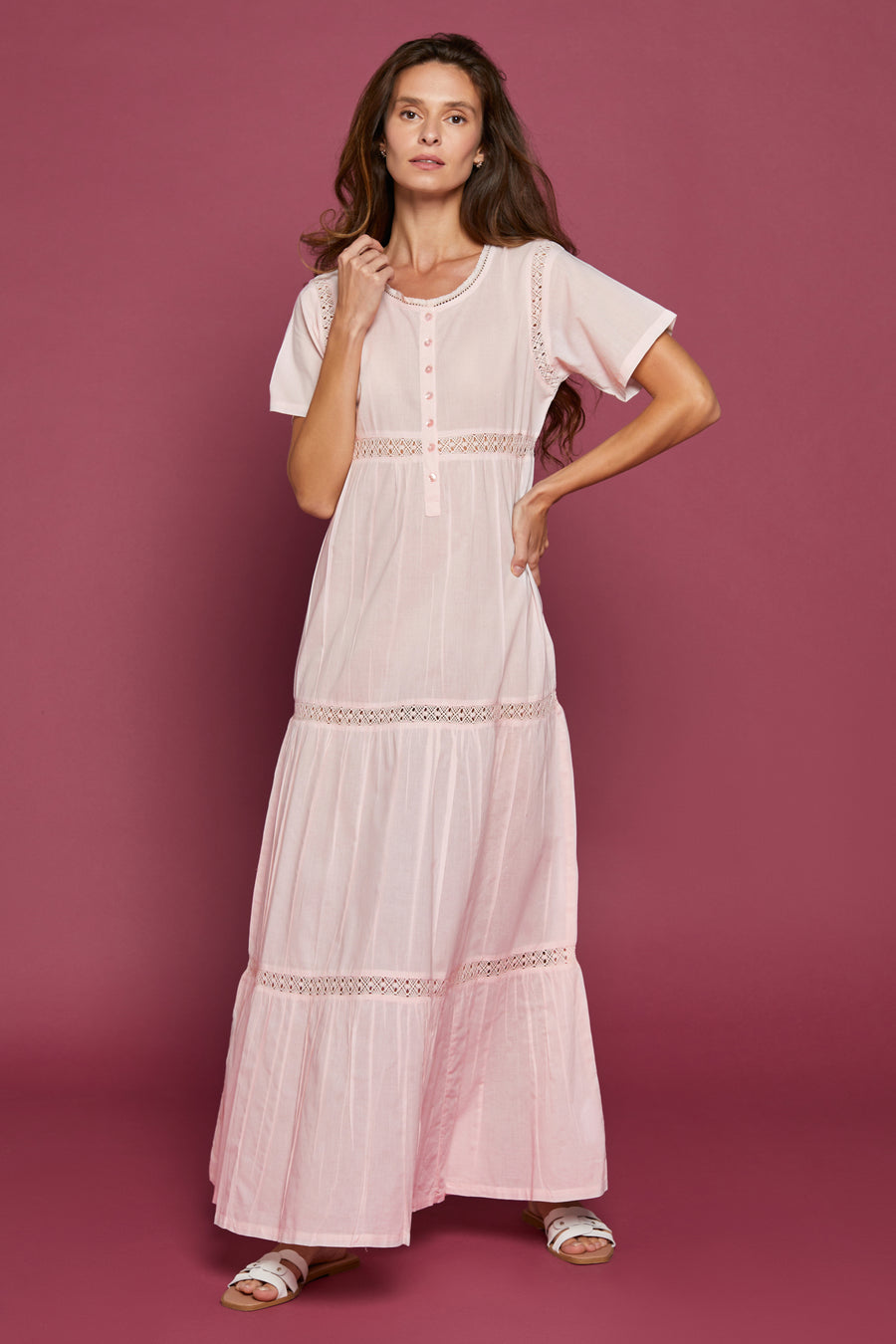 Evanthie Pink Cotton Nightdress