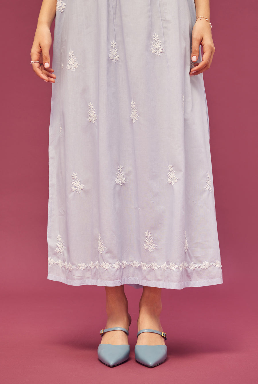 Noor Soft Blue Short Sleeve Cotton Nightdress