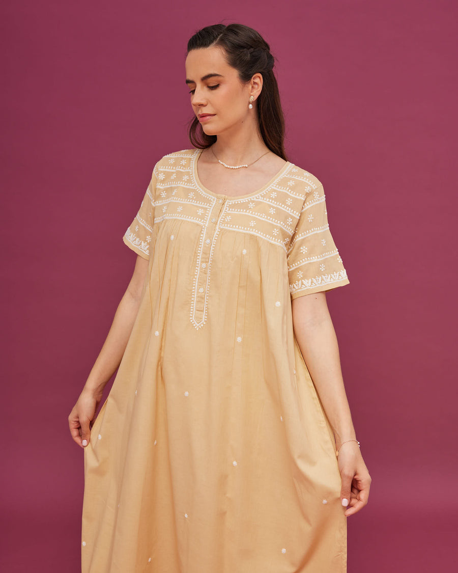 Noor Cream Cotton Nightdress