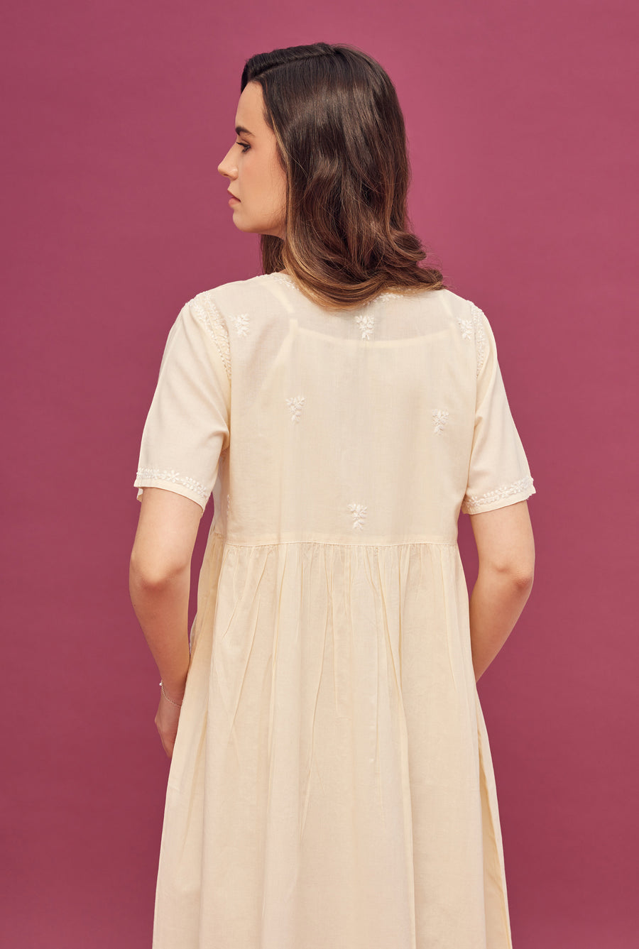 Noor Honey Yellow Short Sleeve Cotton Nightdress