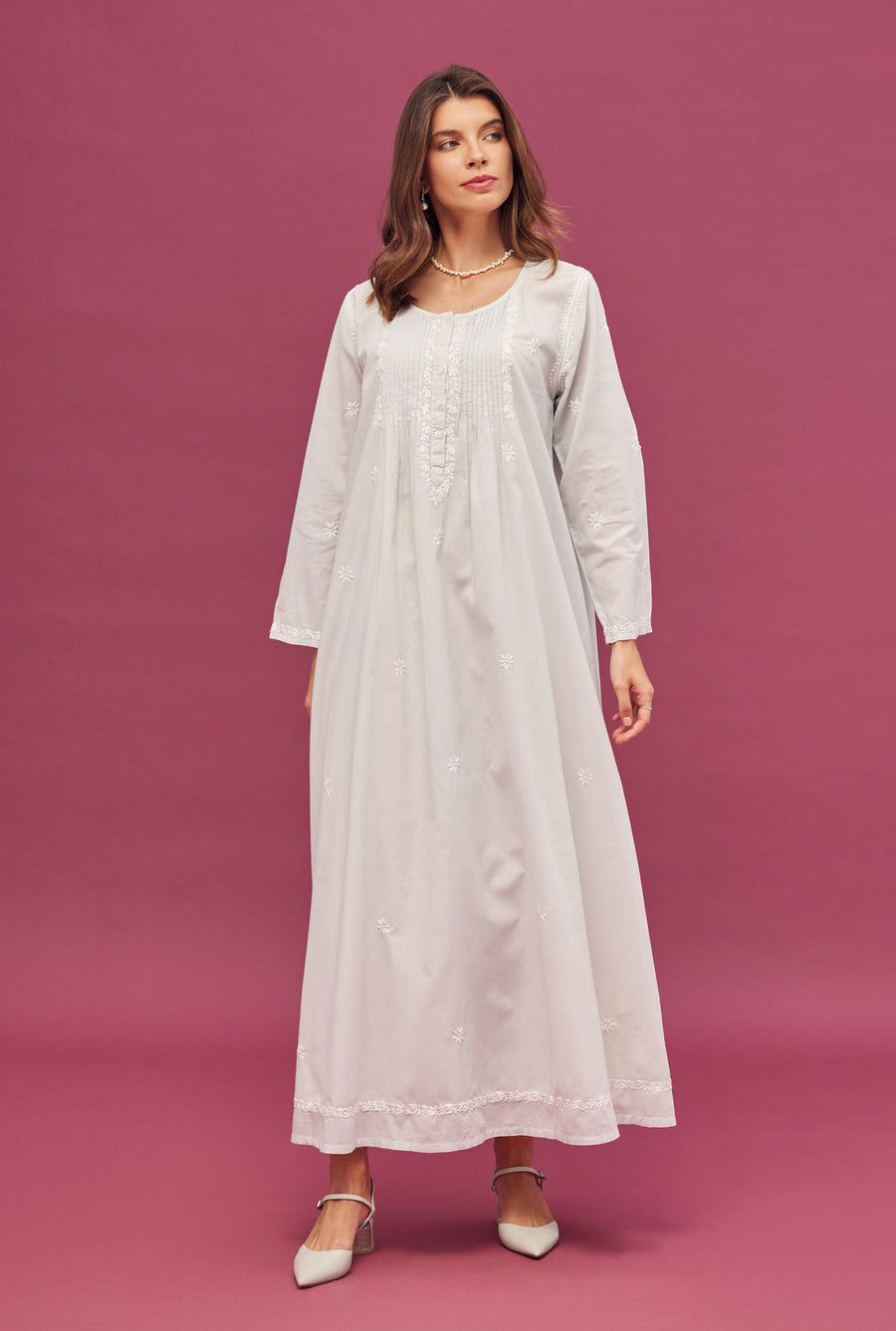 Noor Powder Blue Full Sleeve Cotton Nightdress