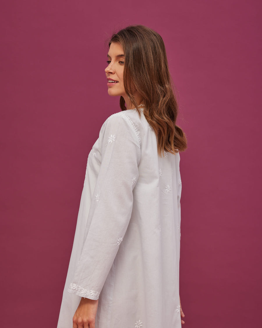 Noor Powder Blue Full Sleeve Cotton Nightdress