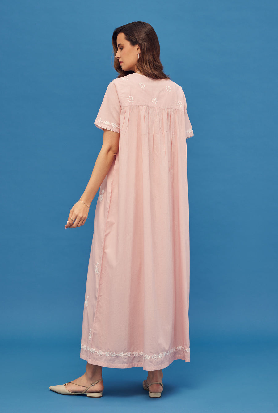 Noor Soft Pink Short Sleeve Cotton Nightdress