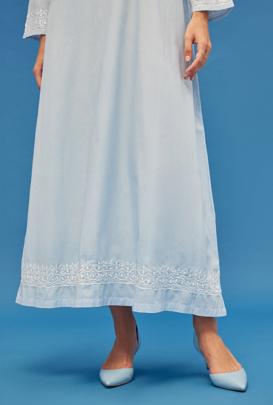 Noor Soft Blue Full Sleeve Nightdress