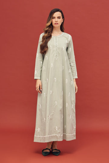 Noor Light Sage Full Sleeve Cotton Nightdress
