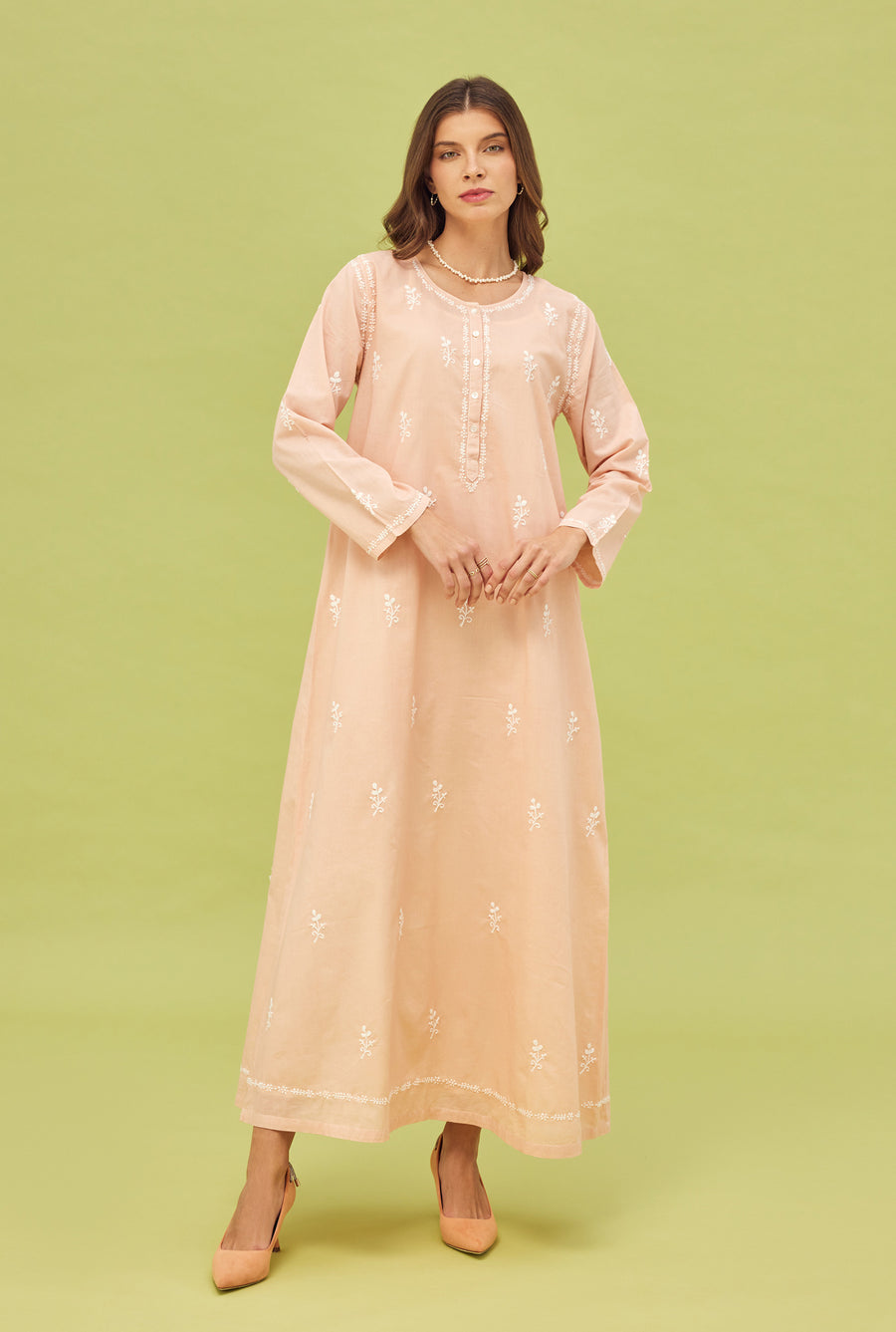 Noor Peach Full Sleeve Nightdress