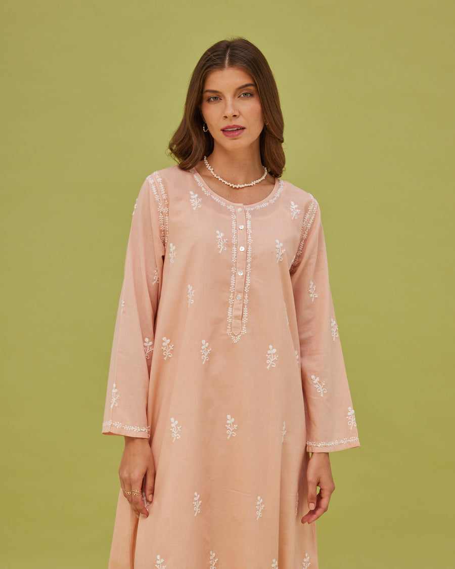 Noor Peach Full Sleeve Nightdress