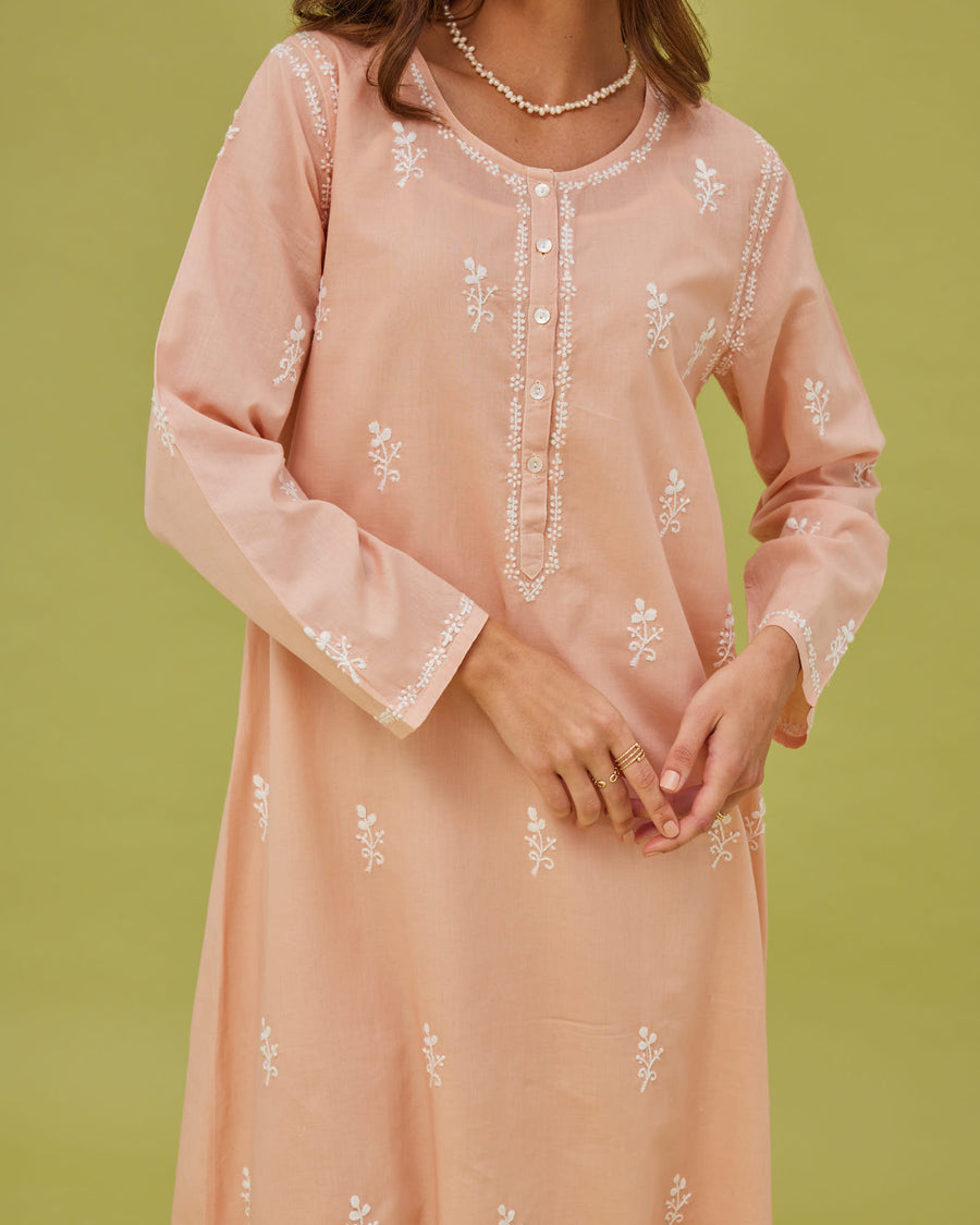 Noor Peach Full Sleeve Nightdress