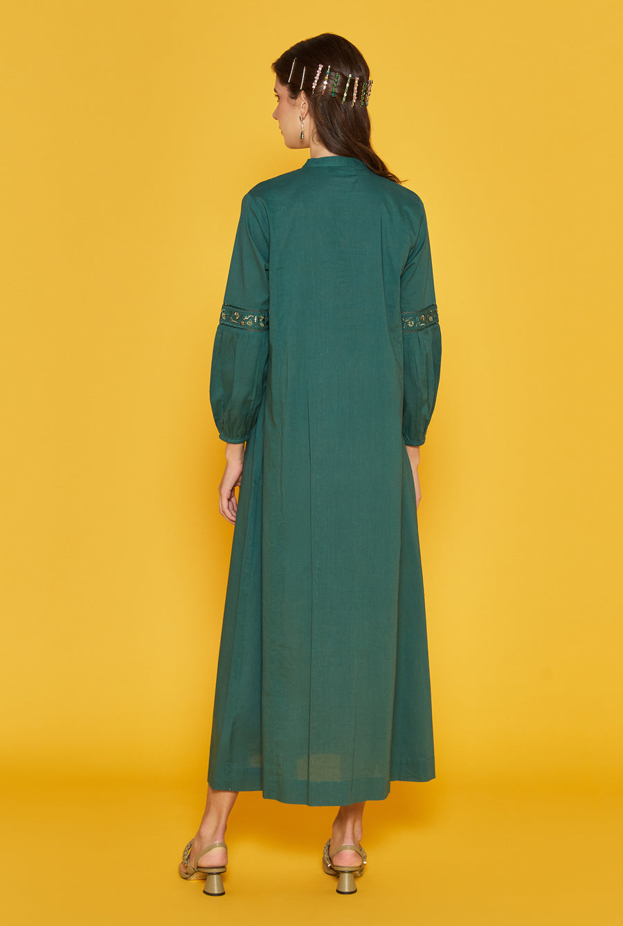 Beatrice Forest Green Cotton Kaftan