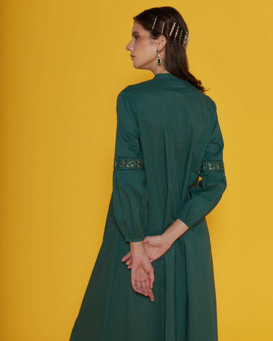 Beatrice Forest Green Cotton Kaftan