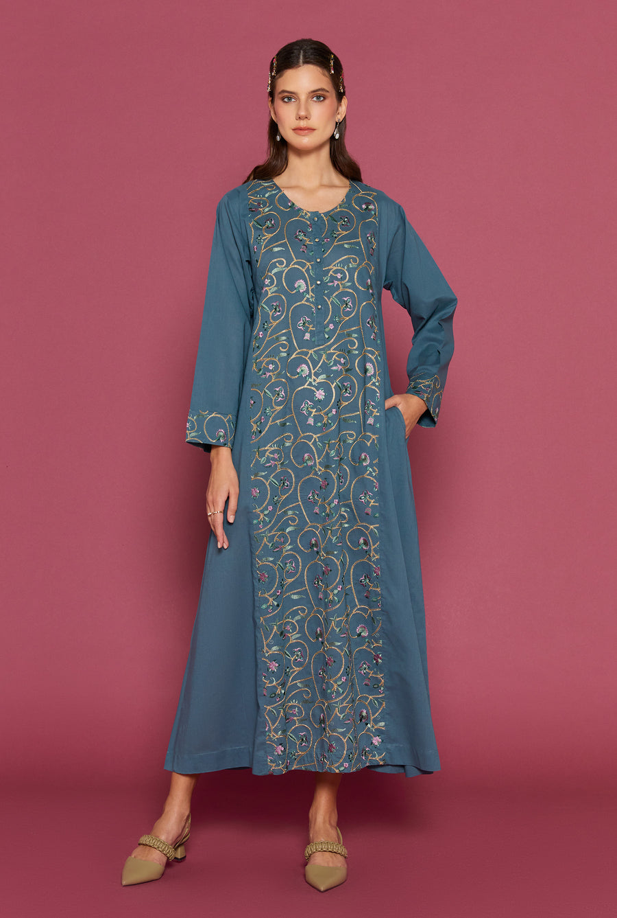 Tamora Peacock Cotton Kaftan