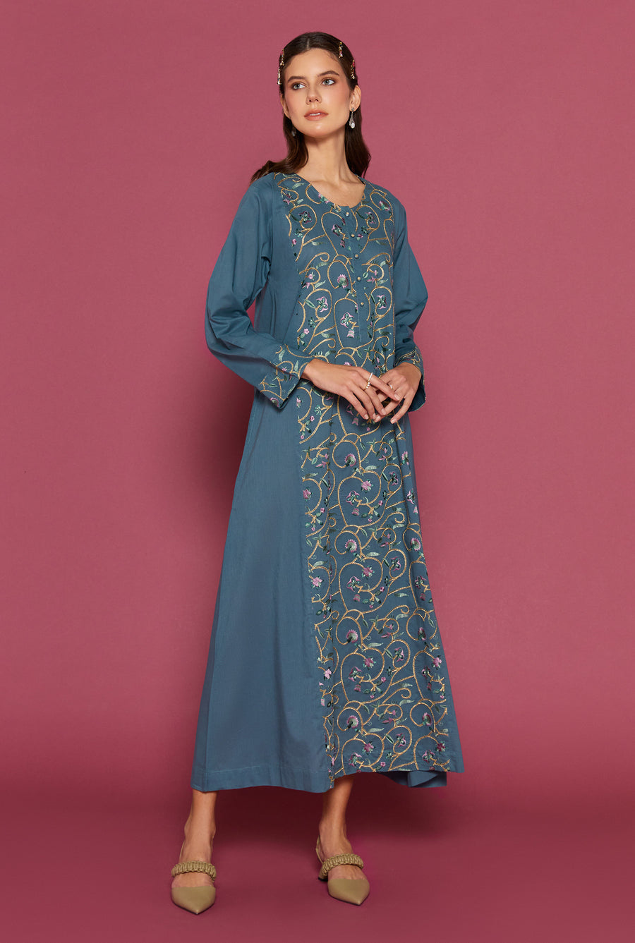 Tamora Peacock Cotton Kaftan