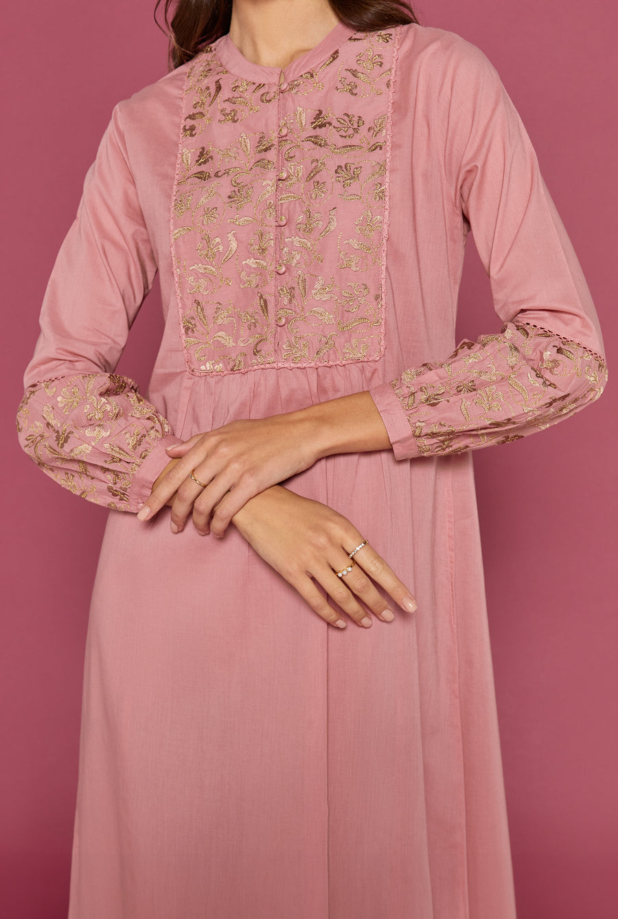 Perdita Rose Blush Cotton  Kaftan
