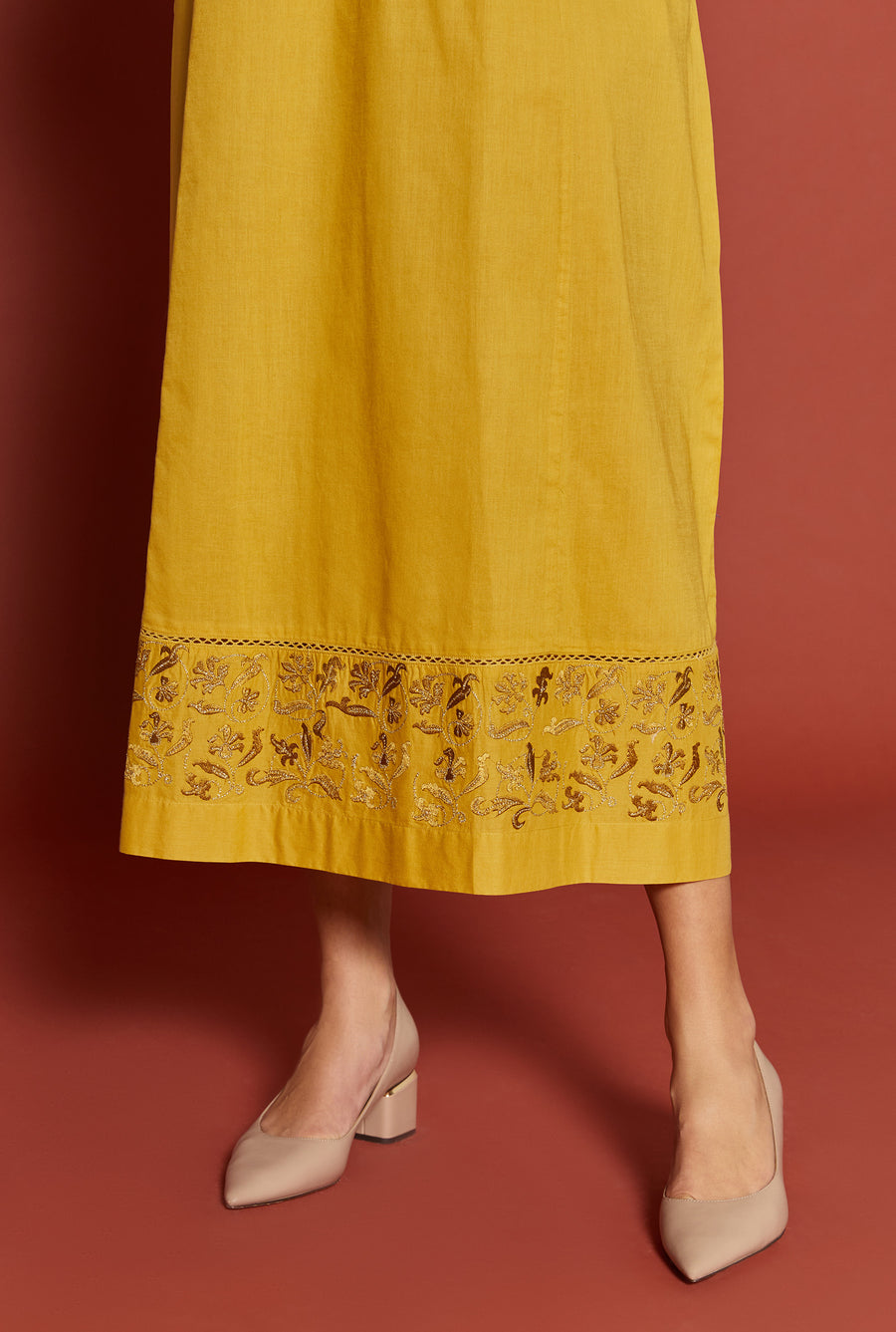 Perdita Ochre Cotton Kaftan