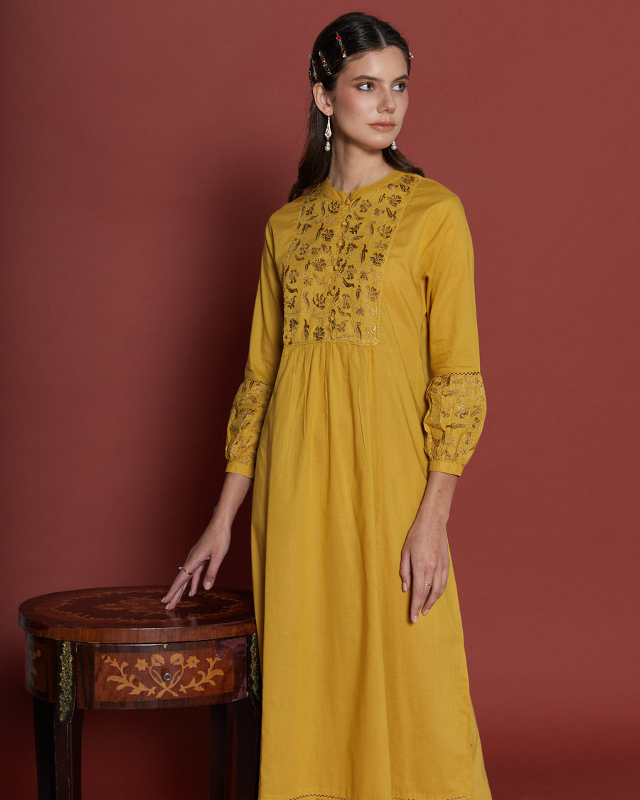 Perdita Ochre Cotton Kaftan
