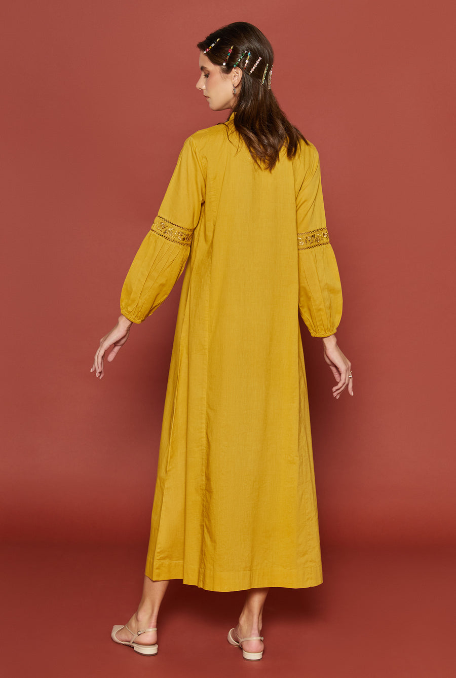 Beatrice Ochre Cotton Kaftan