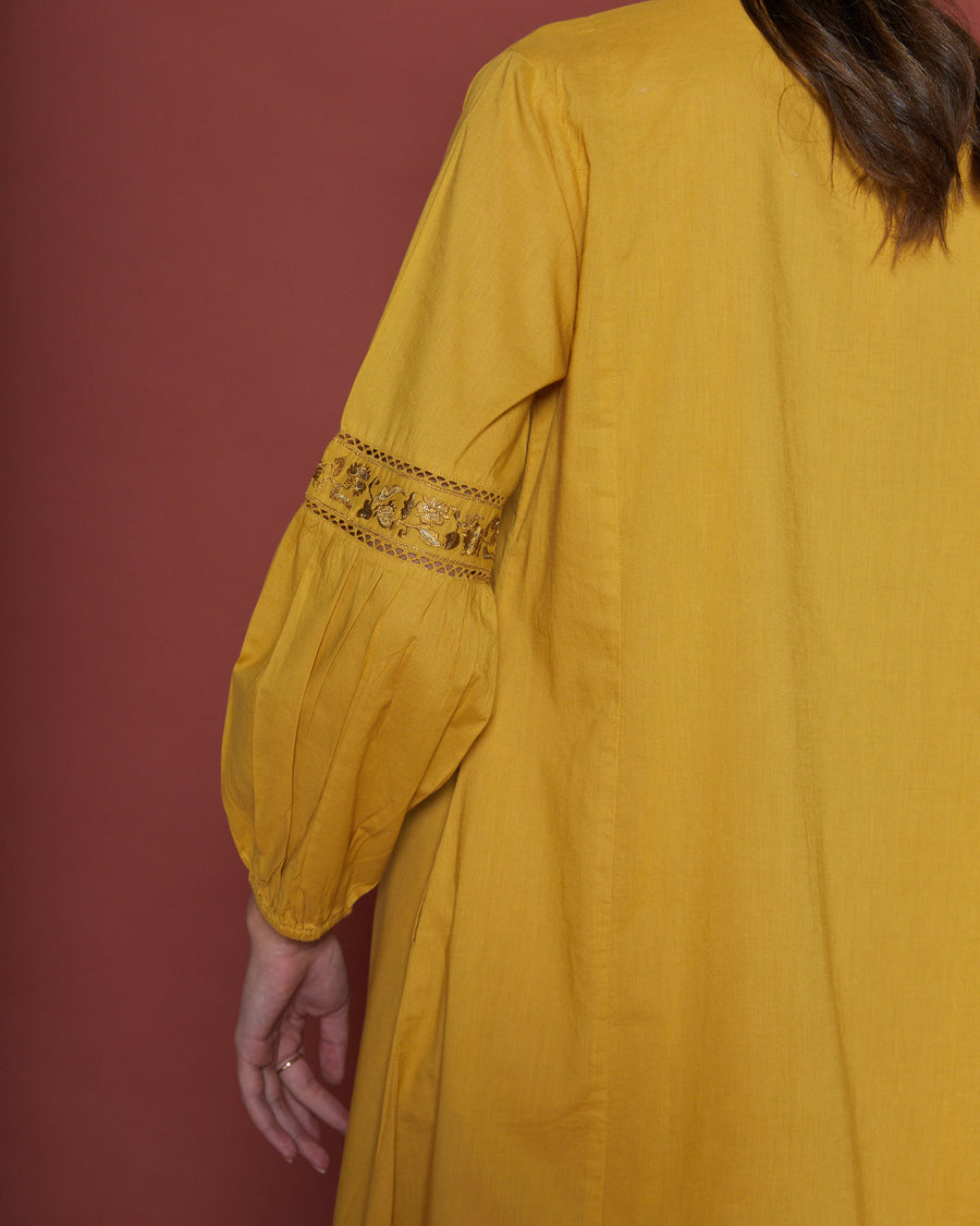 Beatrice Ochre Cotton Kaftan