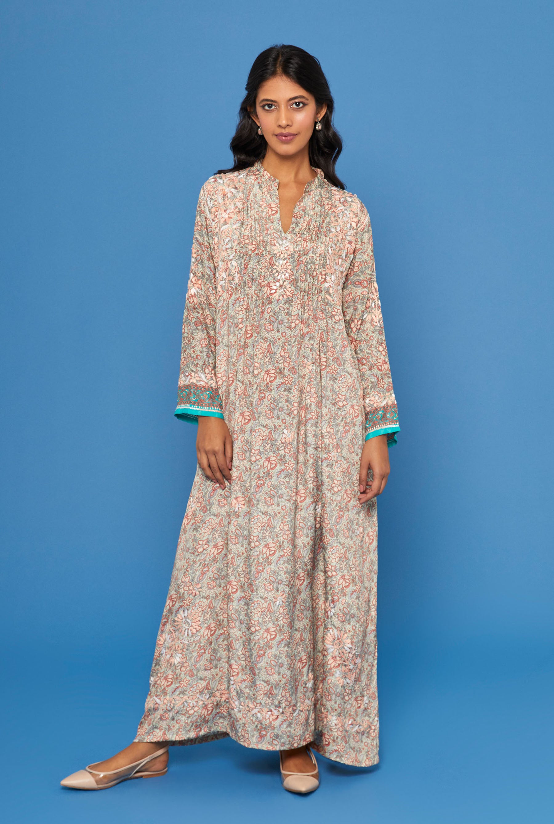 Buy Floral Printed Noqrei Gol Posht Kaftan At The Cotton Basket