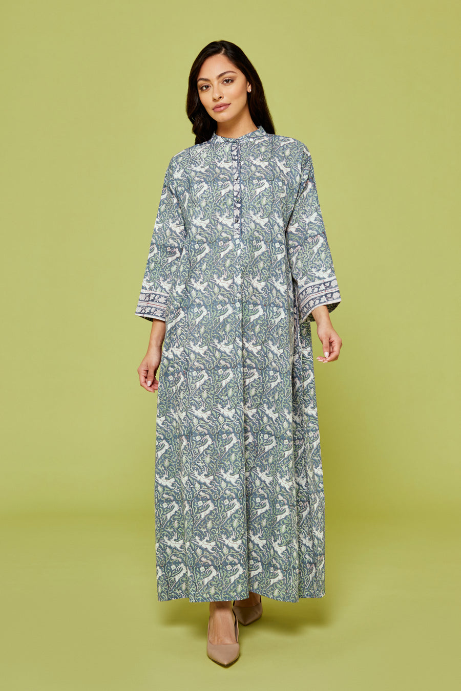 Hiran Block Printed Dress in Lapis Blue
