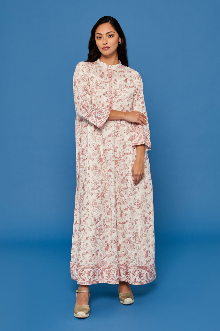 Gulshan Block Printed Dress in Vermilion