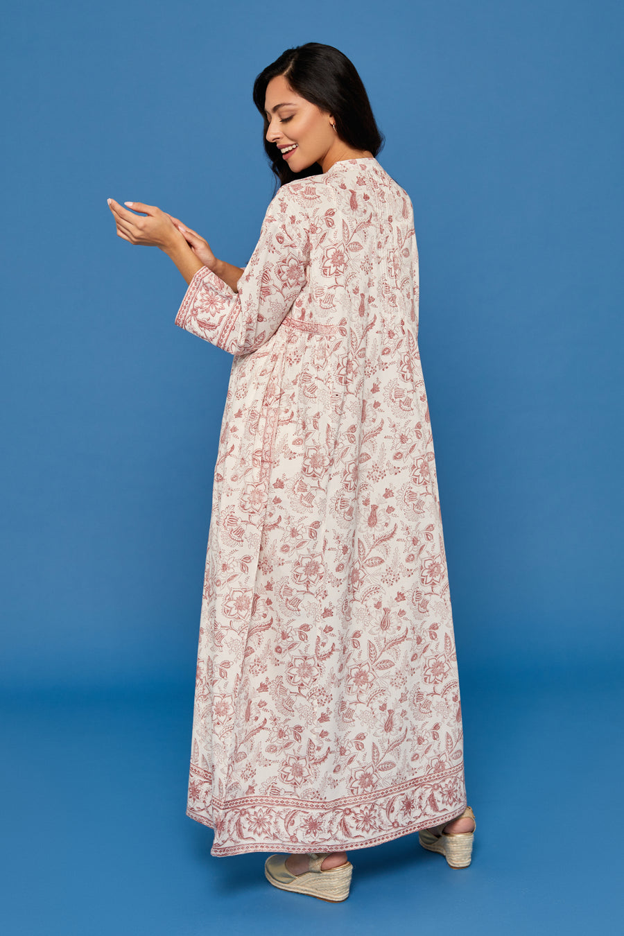 Gulshan Block Printed Dress in Vermilion