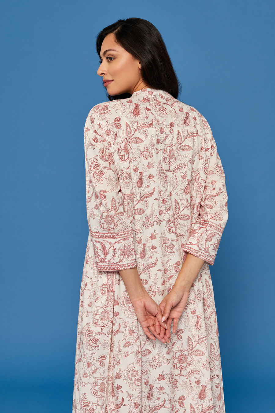 Gulshan Block Printed Dress in Vermilion