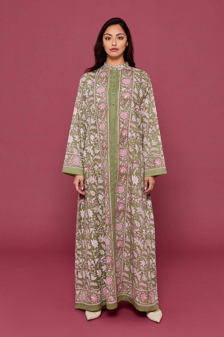 Malli Block Printed Dress in Verdant Green