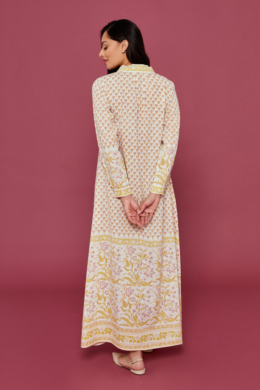 Pahi Block Printed Dress in Amber