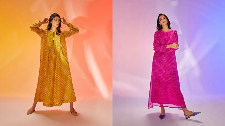 Chanderi Silk Kaftan For Women - The Cotton Basket