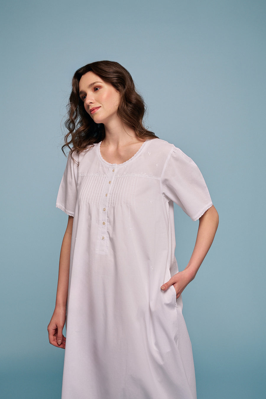 Nerissa White Cotton Nightdress