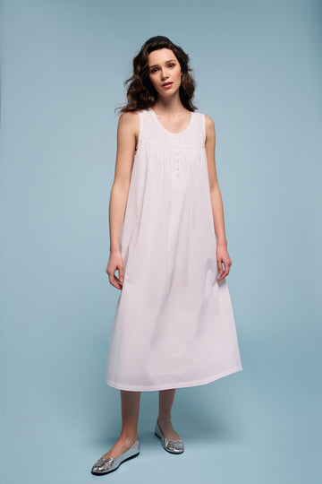 Theia White Cotton Nightdress
