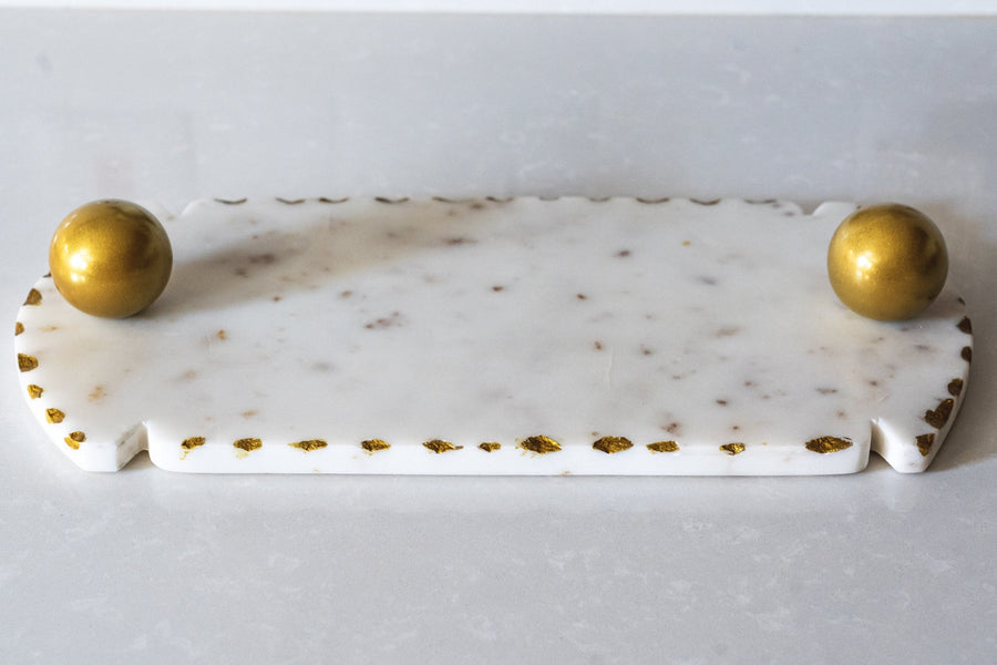 Marble Tray with Gold Domes