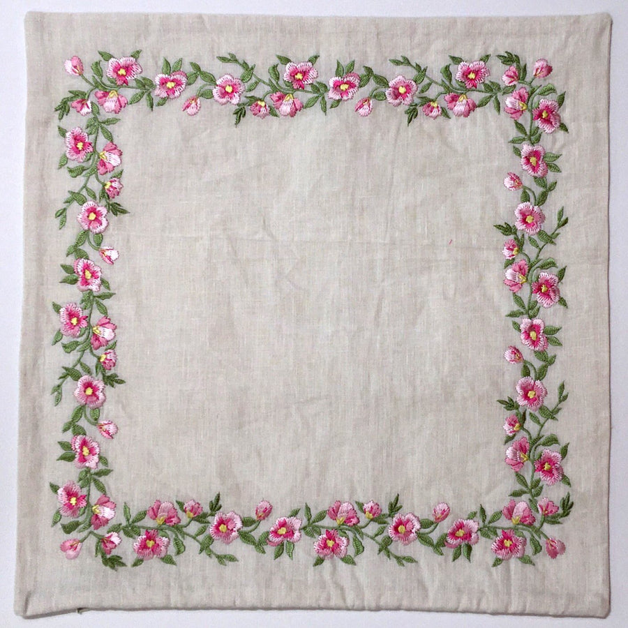 Niam Pink Embroidered Cushion (45cm x 45cm)