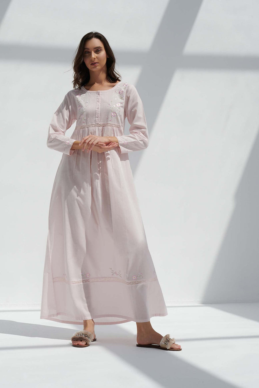 Anemone Pink Cotton Nightdress
