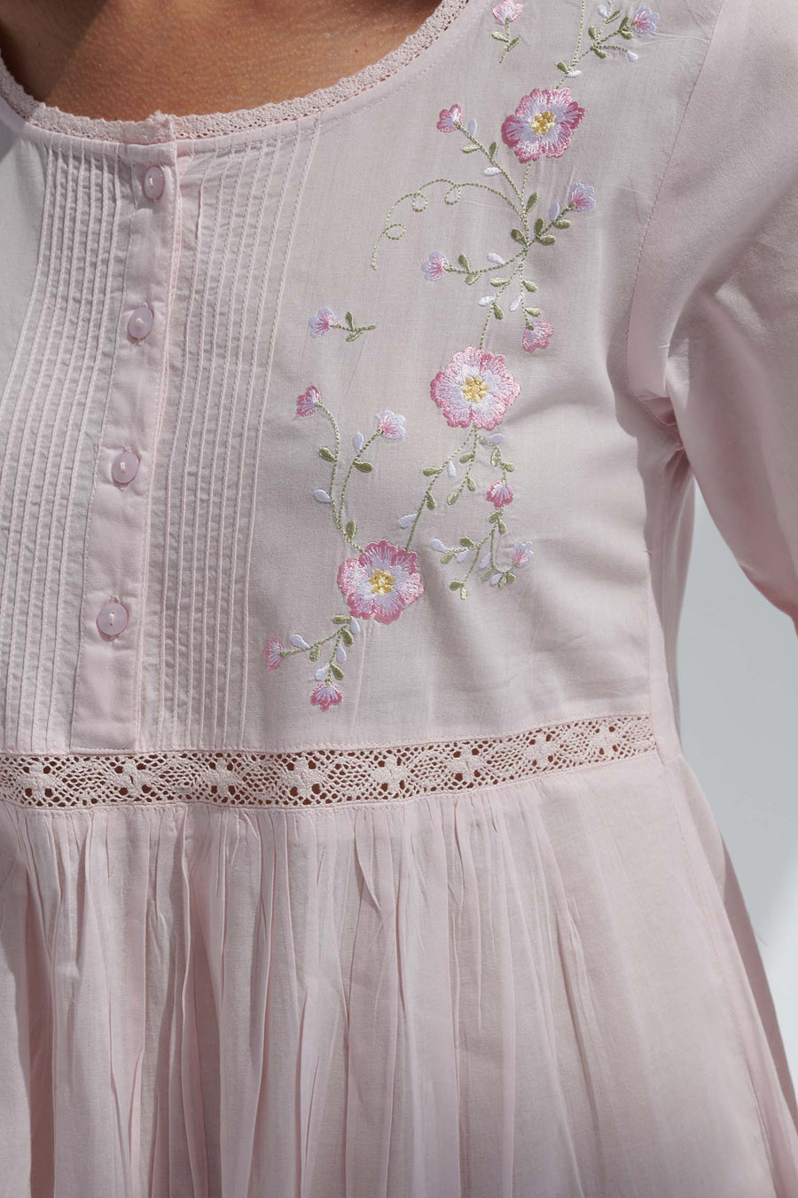 Anemone Pink Cotton Nightdress